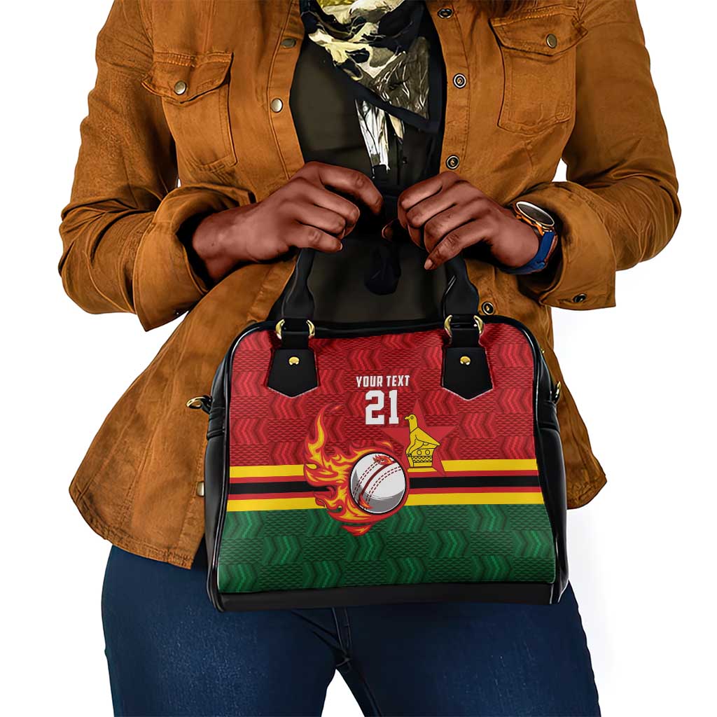 Custom Africa Cricket Zimbabwe Shoulder Handbag The Chevrons Cricket Ball Fire - African Pride