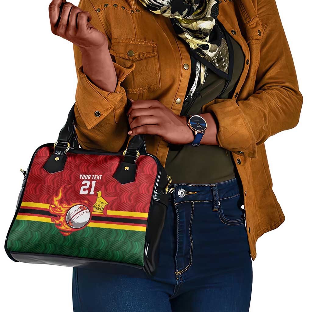 Custom Africa Cricket Zimbabwe Shoulder Handbag The Chevrons Cricket Ball Fire - African Pride