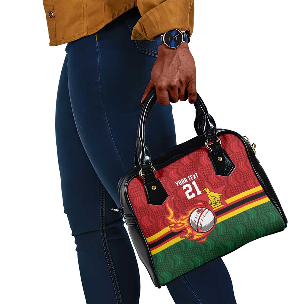 Custom Africa Cricket Zimbabwe Shoulder Handbag The Chevrons Cricket Ball Fire - African Pride