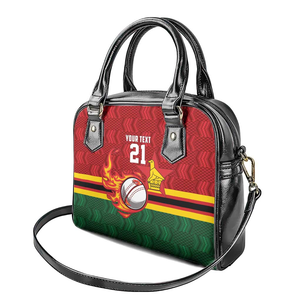 Custom Africa Cricket Zimbabwe Shoulder Handbag The Chevrons Cricket Ball Fire - African Pride