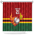 Custom Africa Cricket Zimbabwe Shower Curtain The Chevrons Cricket Ball Fire - African Pride