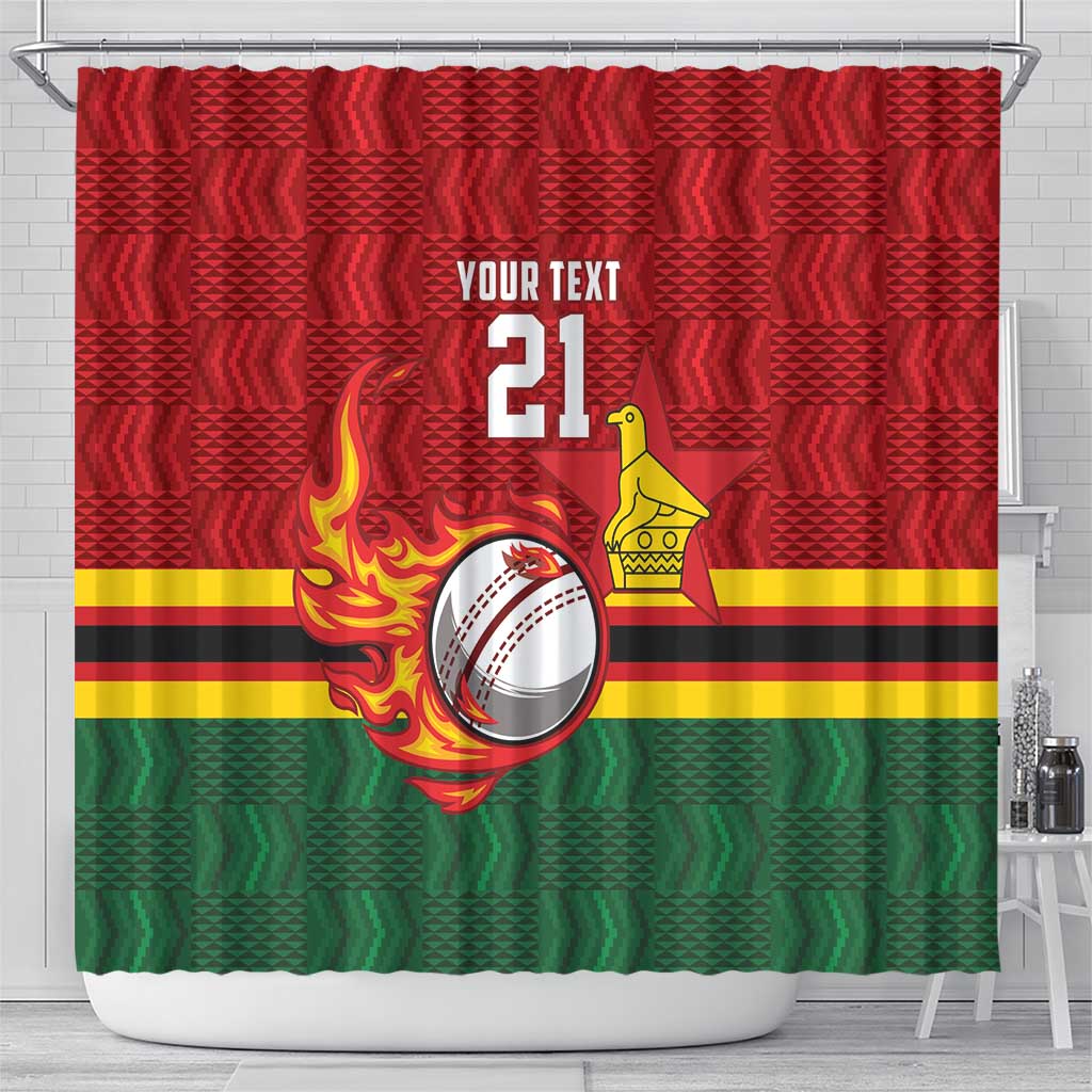 Custom Africa Cricket Zimbabwe Shower Curtain The Chevrons Cricket Ball Fire - African Pride