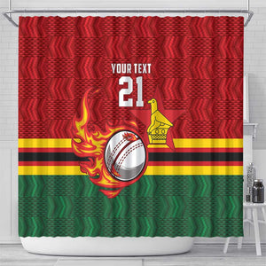 Custom Africa Cricket Zimbabwe Shower Curtain The Chevrons Cricket Ball Fire - African Pride