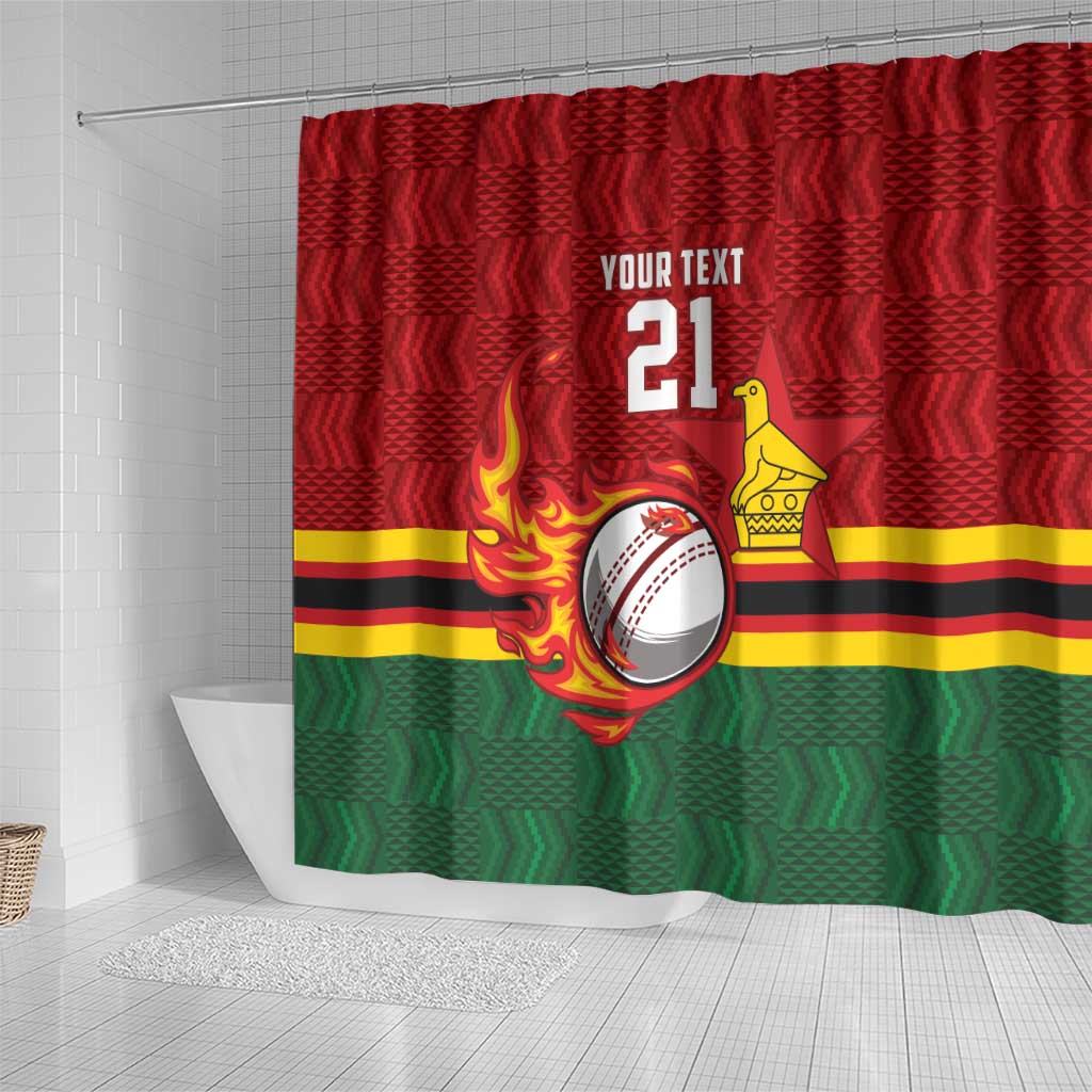 Custom Africa Cricket Zimbabwe Shower Curtain The Chevrons Cricket Ball Fire - African Pride