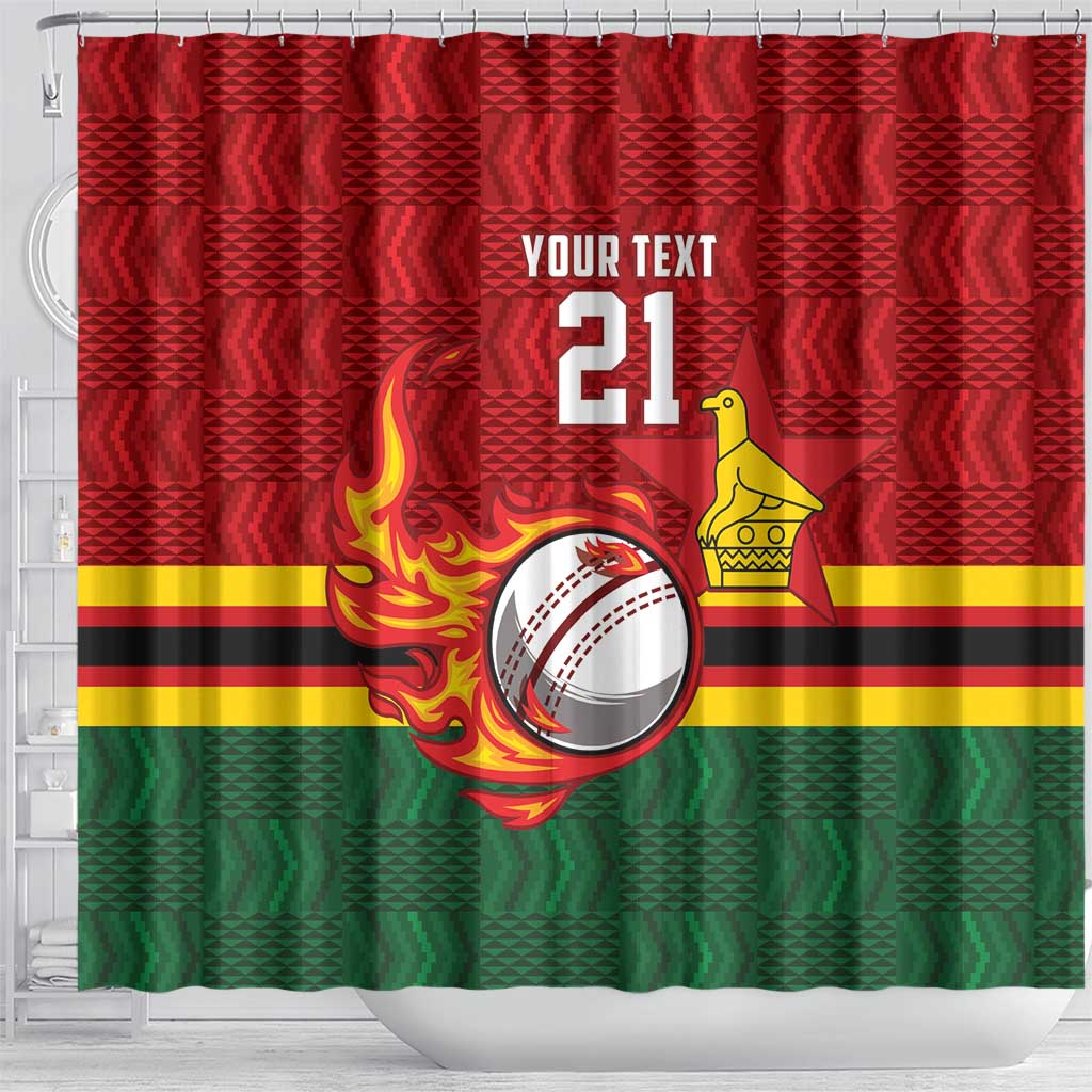 Custom Africa Cricket Zimbabwe Shower Curtain The Chevrons Cricket Ball Fire - African Pride