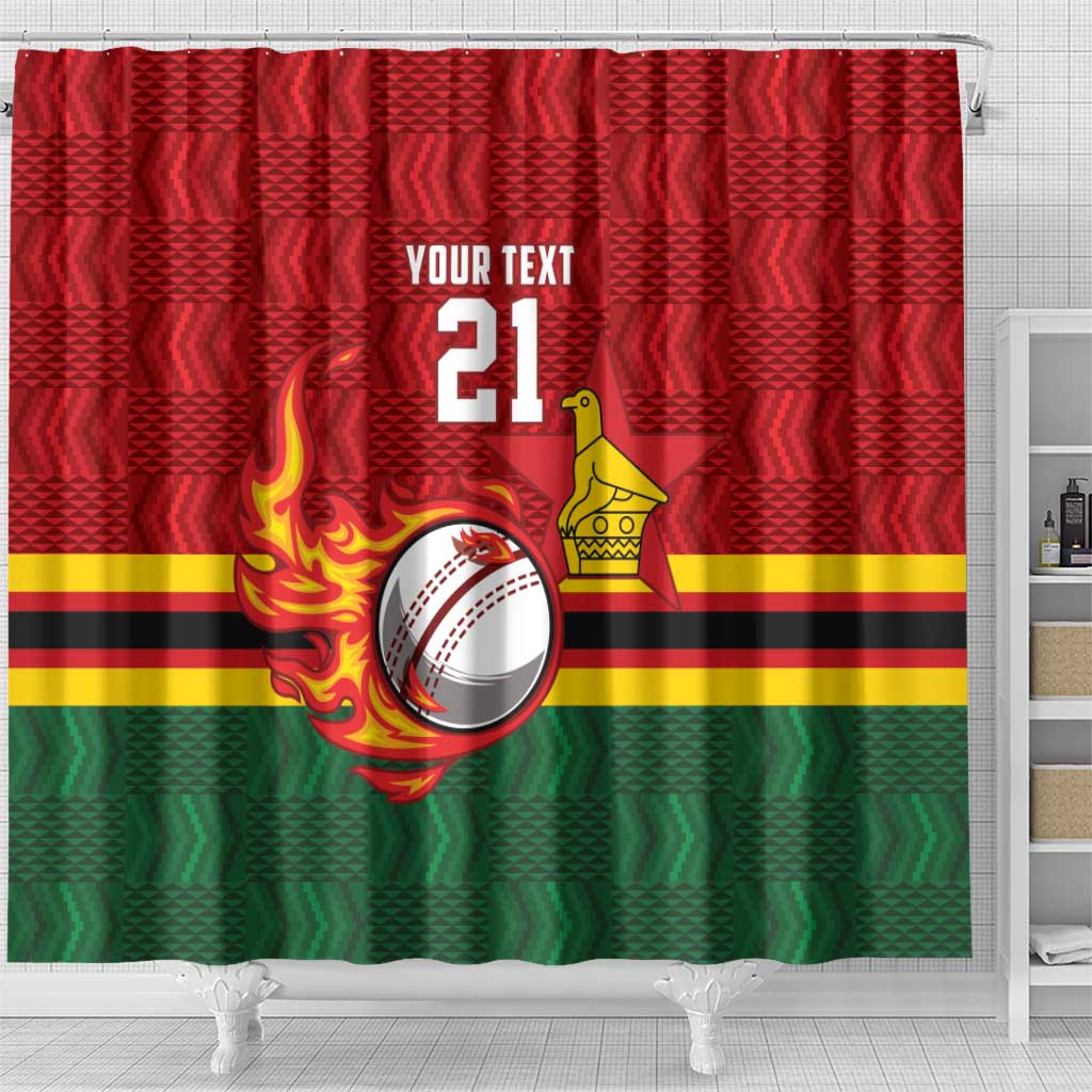 Custom Africa Cricket Zimbabwe Shower Curtain The Chevrons Cricket Ball Fire - African Pride