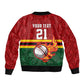 Custom Africa Cricket Zimbabwe Sleeve Zip Bomber Jacket The Chevrons Cricket Ball Fire - African Pride