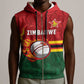 Custom Africa Cricket Zimbabwe Sleeveless Zip Hoodie The Chevrons Cricket Ball Fire - African Pride
