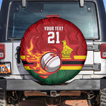 Custom Africa Cricket Zimbabwe Spare Tire Cover The Chevrons Cricket Ball Fire - African Pride