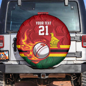 Custom Africa Cricket Zimbabwe Spare Tire Cover The Chevrons Cricket Ball Fire - African Pride