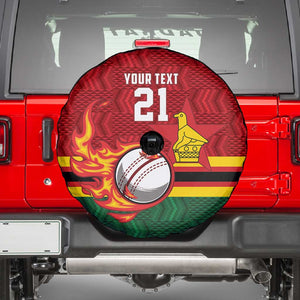 Custom Africa Cricket Zimbabwe Spare Tire Cover The Chevrons Cricket Ball Fire - African Pride