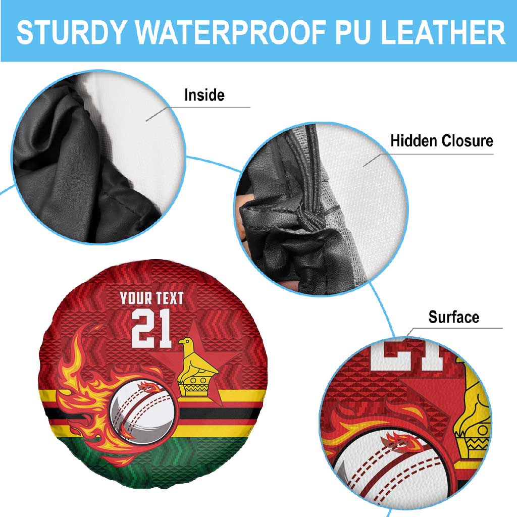 Custom Africa Cricket Zimbabwe Spare Tire Cover The Chevrons Cricket Ball Fire - African Pride