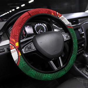 Africa Cricket Zimbabwe Steering Wheel Cover The Chevrons Cricket Ball Fire - African Pride