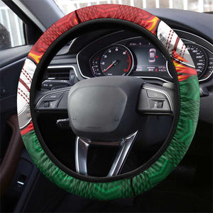 Africa Cricket Zimbabwe Steering Wheel Cover The Chevrons Cricket Ball Fire - African Pride