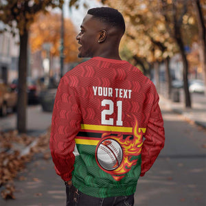Custom Africa Cricket Zimbabwe Sweatshirt The Chevrons Cricket Ball Fire - African Pride