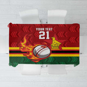 Custom Africa Cricket Zimbabwe Tablecloth The Chevrons Cricket Ball Fire - African Pride
