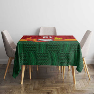 Custom Africa Cricket Zimbabwe Tablecloth The Chevrons Cricket Ball Fire - African Pride