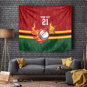 Custom Africa Cricket Zimbabwe Tapestry The Chevrons Cricket Ball Fire - African Pride