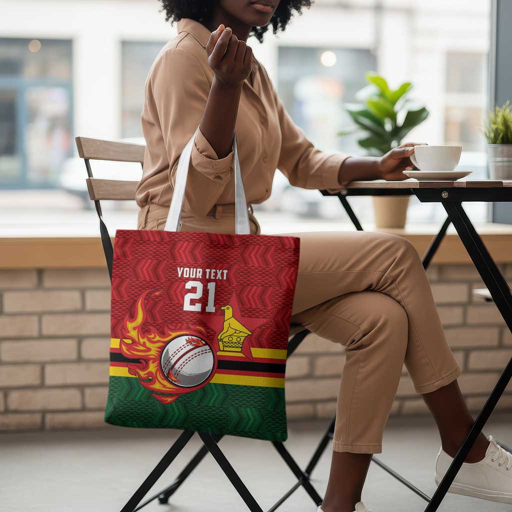 Custom Africa Cricket Zimbabwe Tote Bag The Chevrons Cricket Ball Fire