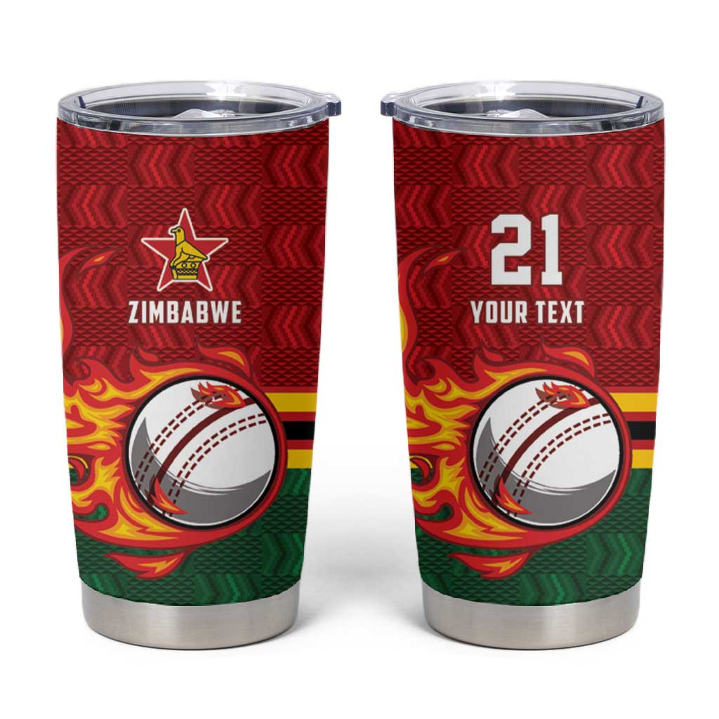 Custom Africa Cricket Zimbabwe Tumbler Cup The Chevrons Cricket Ball Fire - African Pride