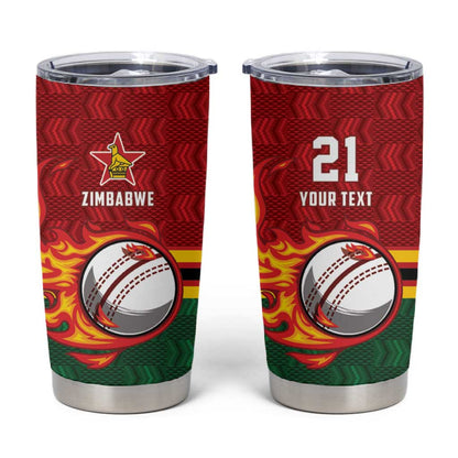 Custom Africa Cricket Zimbabwe Tumbler Cup The Chevrons Cricket Ball Fire - African Pride