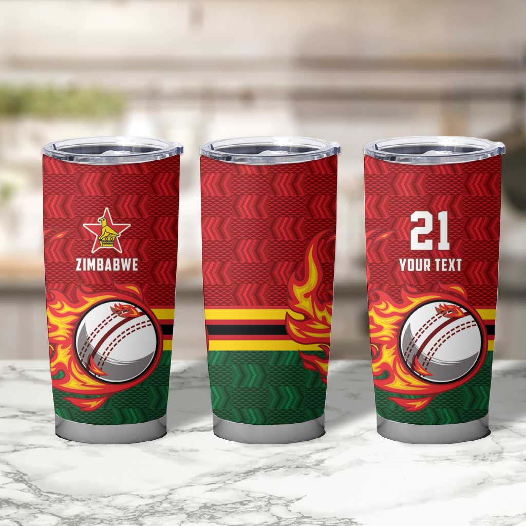 Custom Africa Cricket Zimbabwe Tumbler Cup The Chevrons Cricket Ball Fire - African Pride