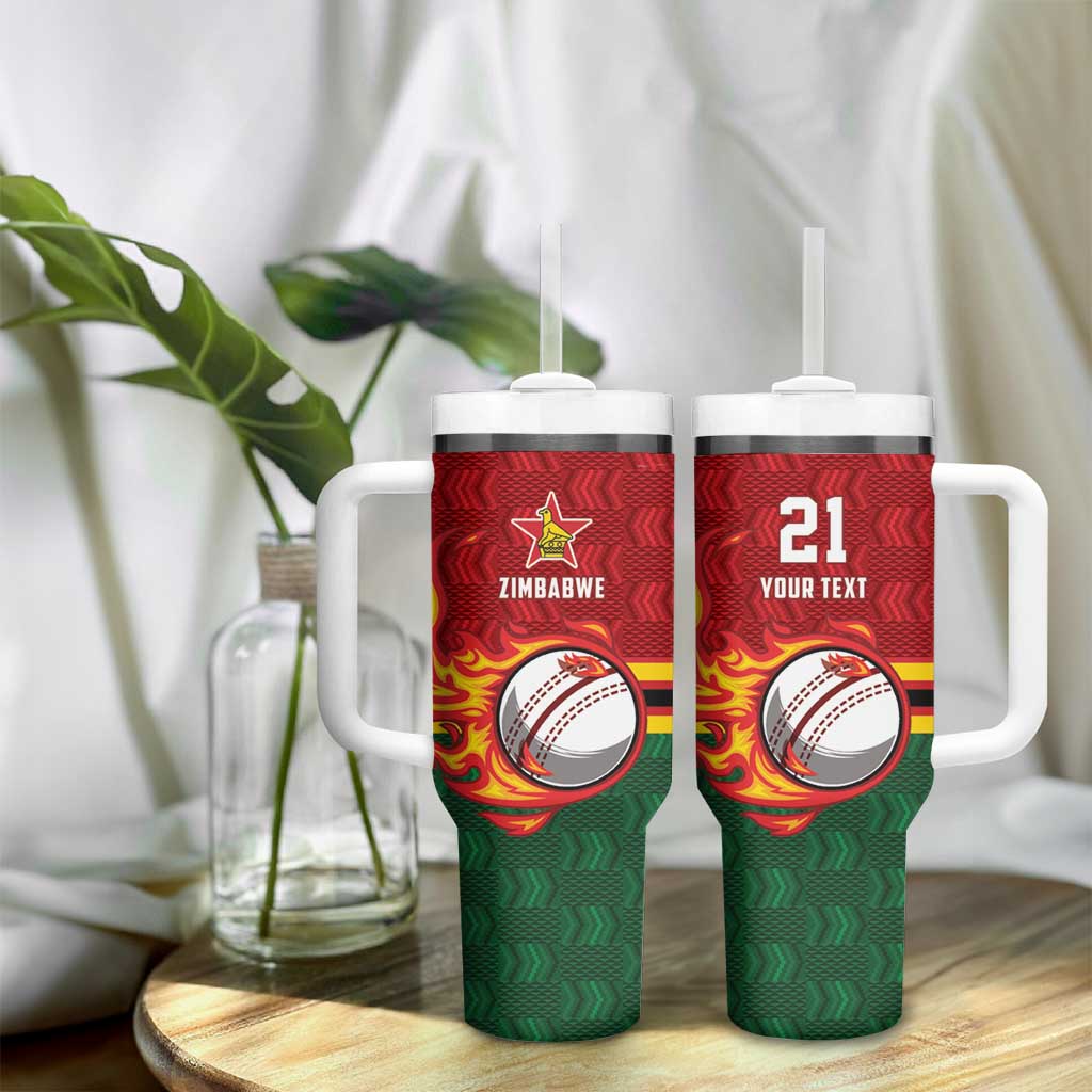 Custom Africa Cricket Zimbabwe Tumbler With Handle The Chevrons Cricket Ball Fire - African Pride