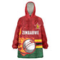 Custom Africa Cricket Zimbabwe Wearable Blanket Hoodie The Chevrons Cricket Ball Fire - African Pride