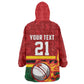 Custom Africa Cricket Zimbabwe Wearable Blanket Hoodie The Chevrons Cricket Ball Fire - African Pride