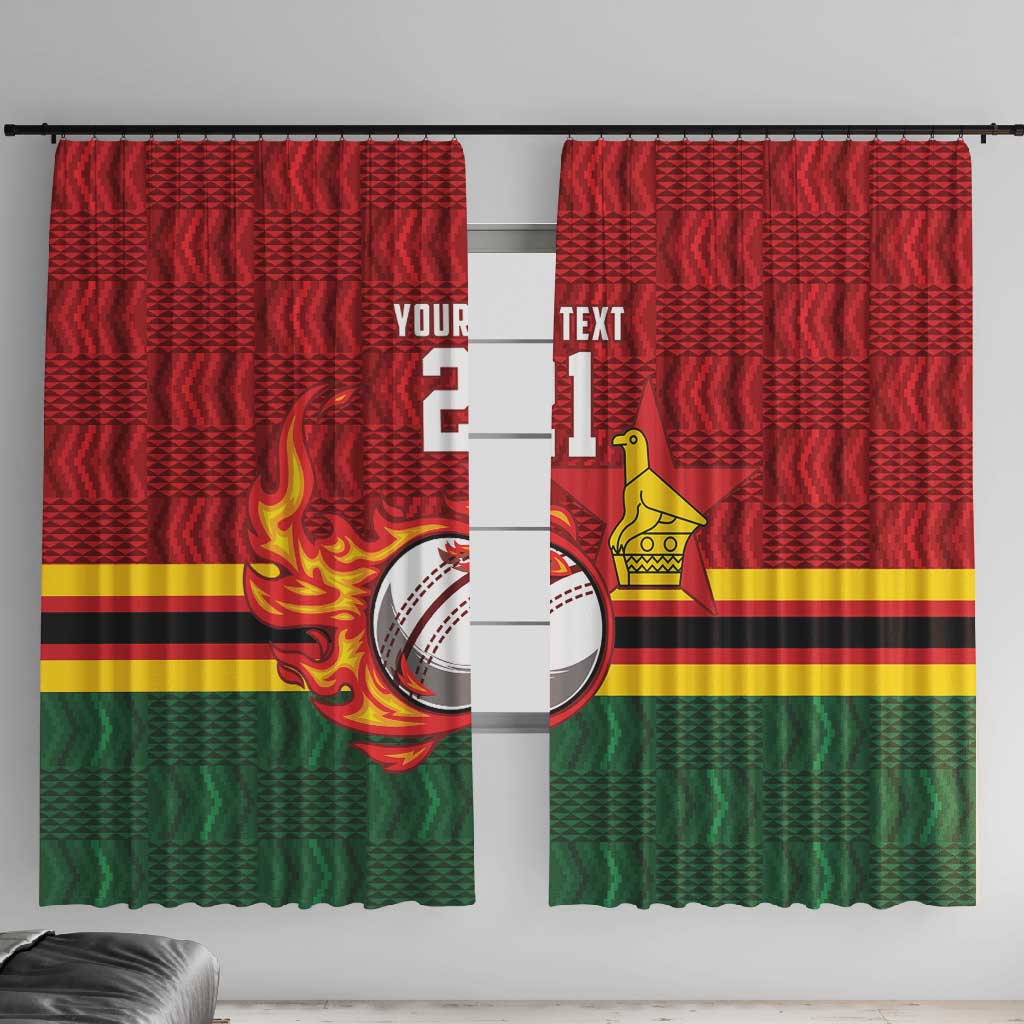 Custom Africa Cricket Zimbabwe Window Curtain The Chevrons Cricket Ball Fire - African Pride