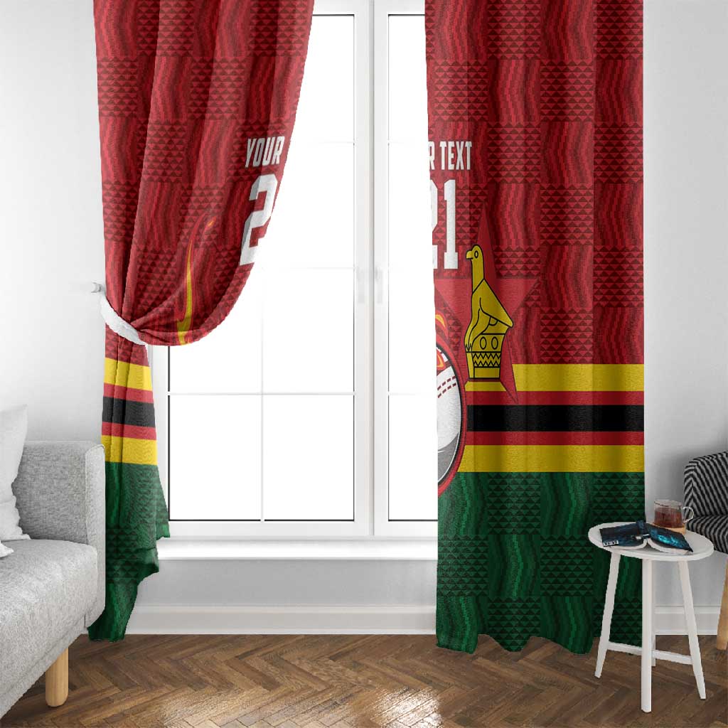 Custom Africa Cricket Zimbabwe Window Curtain The Chevrons Cricket Ball Fire - African Pride
