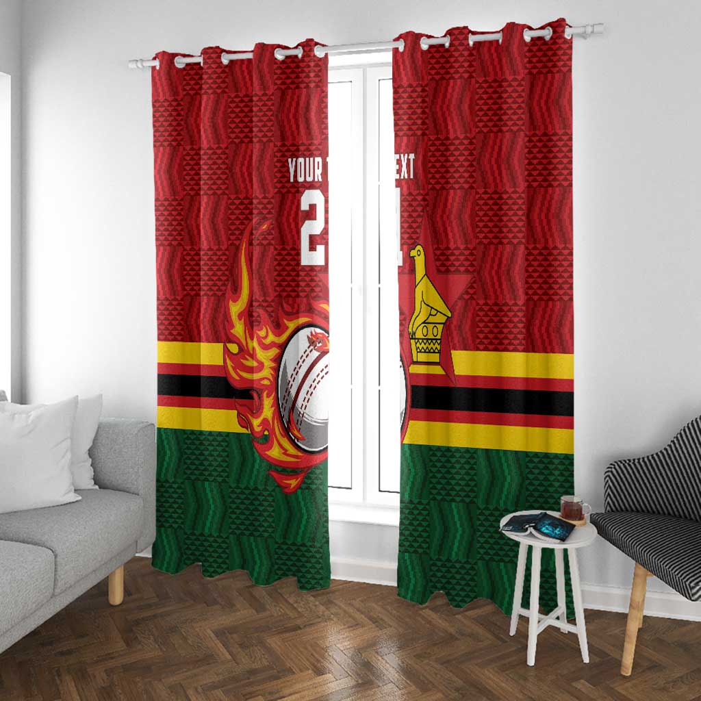 Custom Africa Cricket Zimbabwe Window Curtain The Chevrons Cricket Ball Fire - African Pride