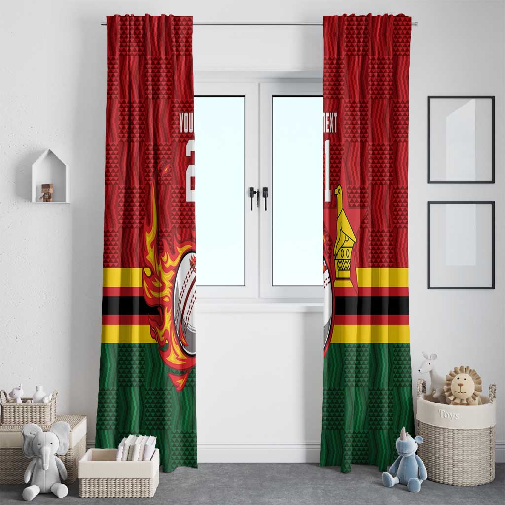 Custom Africa Cricket Zimbabwe Window Curtain The Chevrons Cricket Ball Fire - African Pride