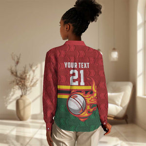 Custom Africa Cricket Zimbabwe Women Casual Shirt The Chevrons Cricket Ball Fire - African Pride