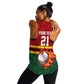 Custom Africa Cricket Zimbabwe Women Racerback Tank The Chevrons Cricket Ball Fire - African Pride