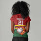 Custom Africa Cricket Zimbabwe Women V-Neck T-Shirt The Chevrons Cricket Ball Fire - African Pride