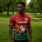 Custom Africa Cricket Zimbabwe Zipper Polo Shirt The Chevrons Cricket Ball Fire