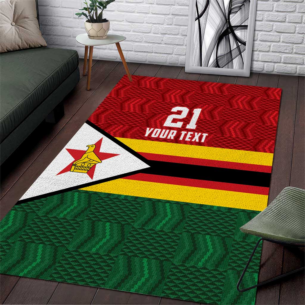Custom Africa Cricket Zimbabwe Area Rug Zimbabwean Pattern Flag Motif - African Pride