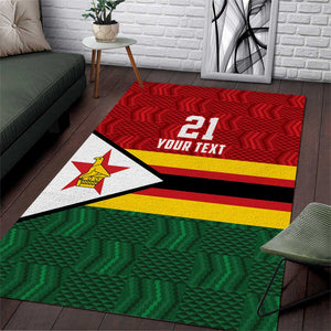 Custom Africa Cricket Zimbabwe Area Rug Zimbabwean Pattern Flag Motif - African Pride