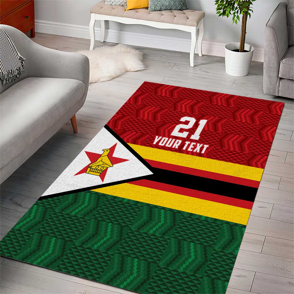 Custom Africa Cricket Zimbabwe Area Rug Zimbabwean Pattern Flag Motif - African Pride