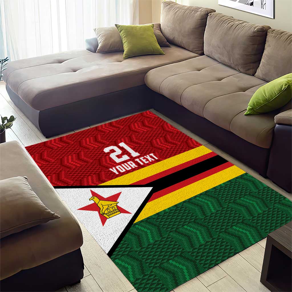 Custom Africa Cricket Zimbabwe Area Rug Zimbabwean Pattern Flag Motif - African Pride