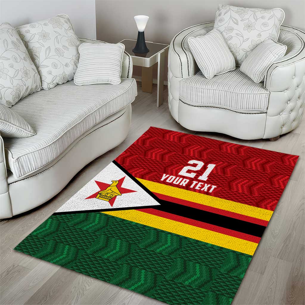 Custom Africa Cricket Zimbabwe Area Rug Zimbabwean Pattern Flag Motif - African Pride