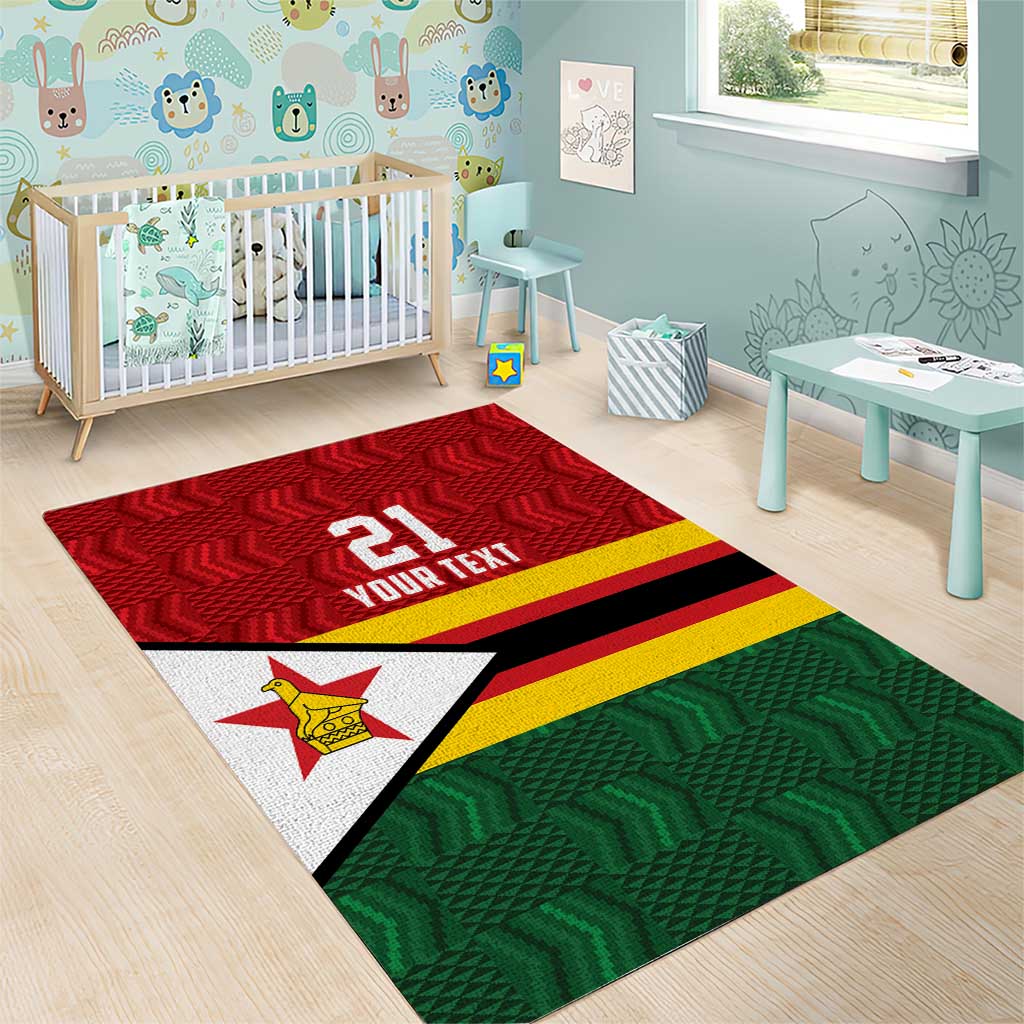 Custom Africa Cricket Zimbabwe Area Rug Zimbabwean Pattern Flag Motif - African Pride