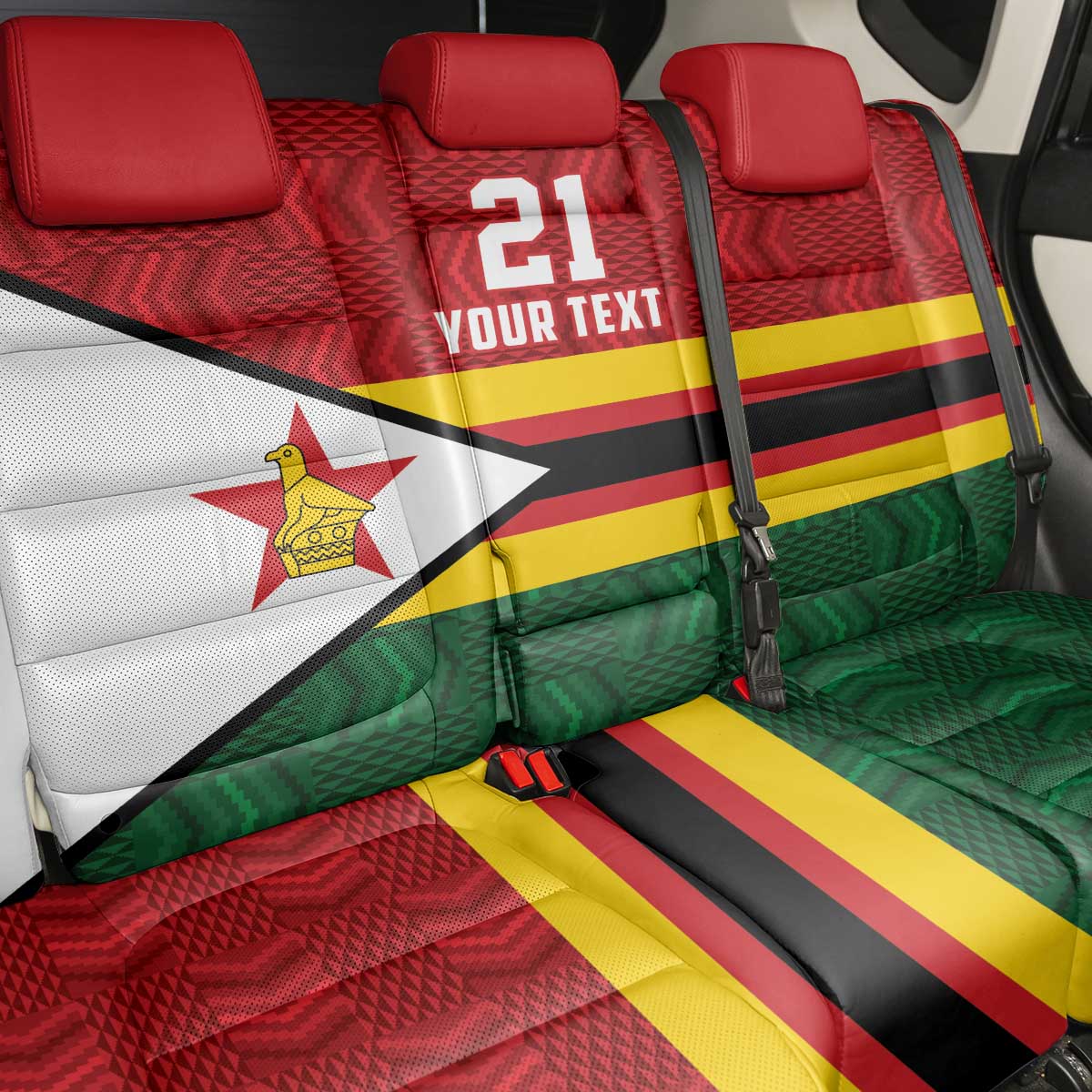 Custom Africa Cricket Zimbabwe Back Car Seat Cover Zimbabwean Pattern Flag Motif - African Pride