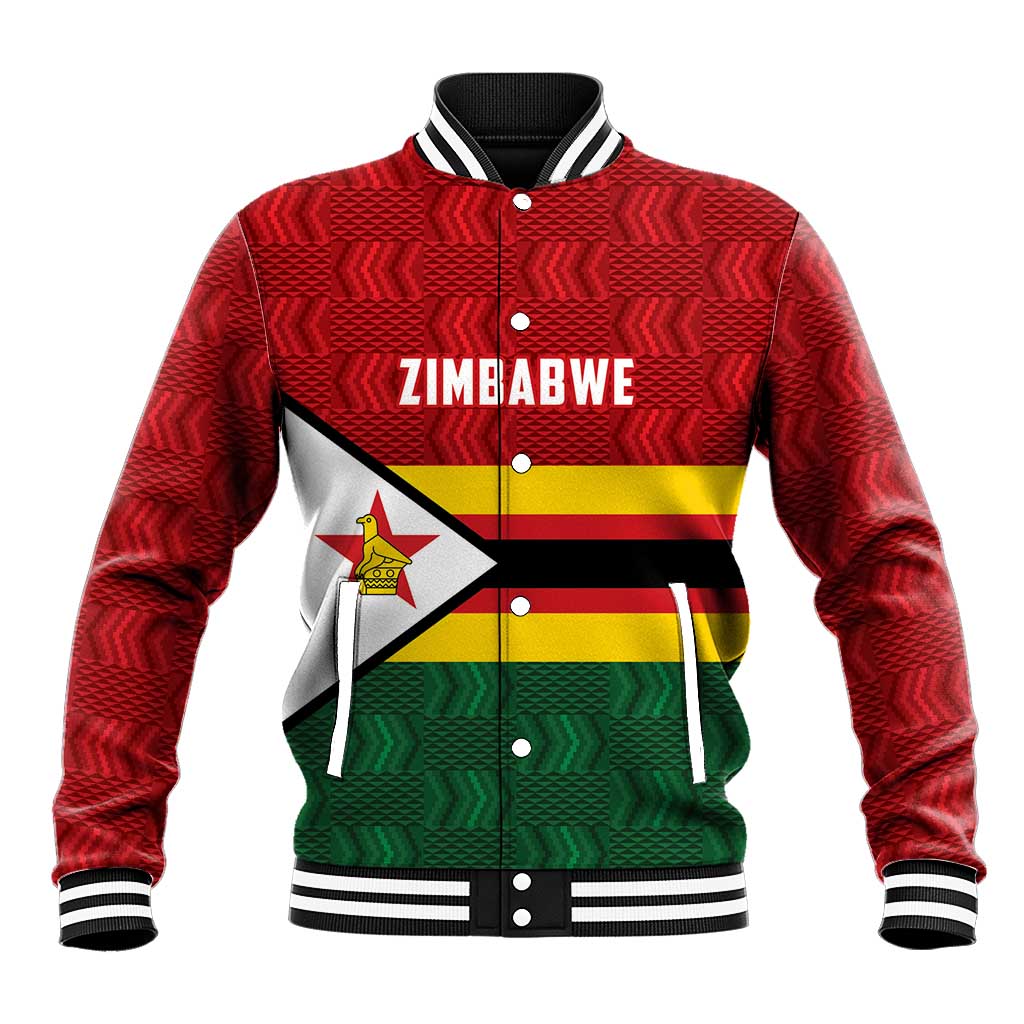 Custom Africa Cricket Zimbabwe Baseball Jacket Zimbabwean Pattern Flag Motif - African Pride