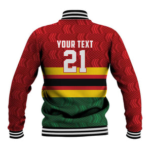Custom Africa Cricket Zimbabwe Baseball Jacket Zimbabwean Pattern Flag Motif - African Pride