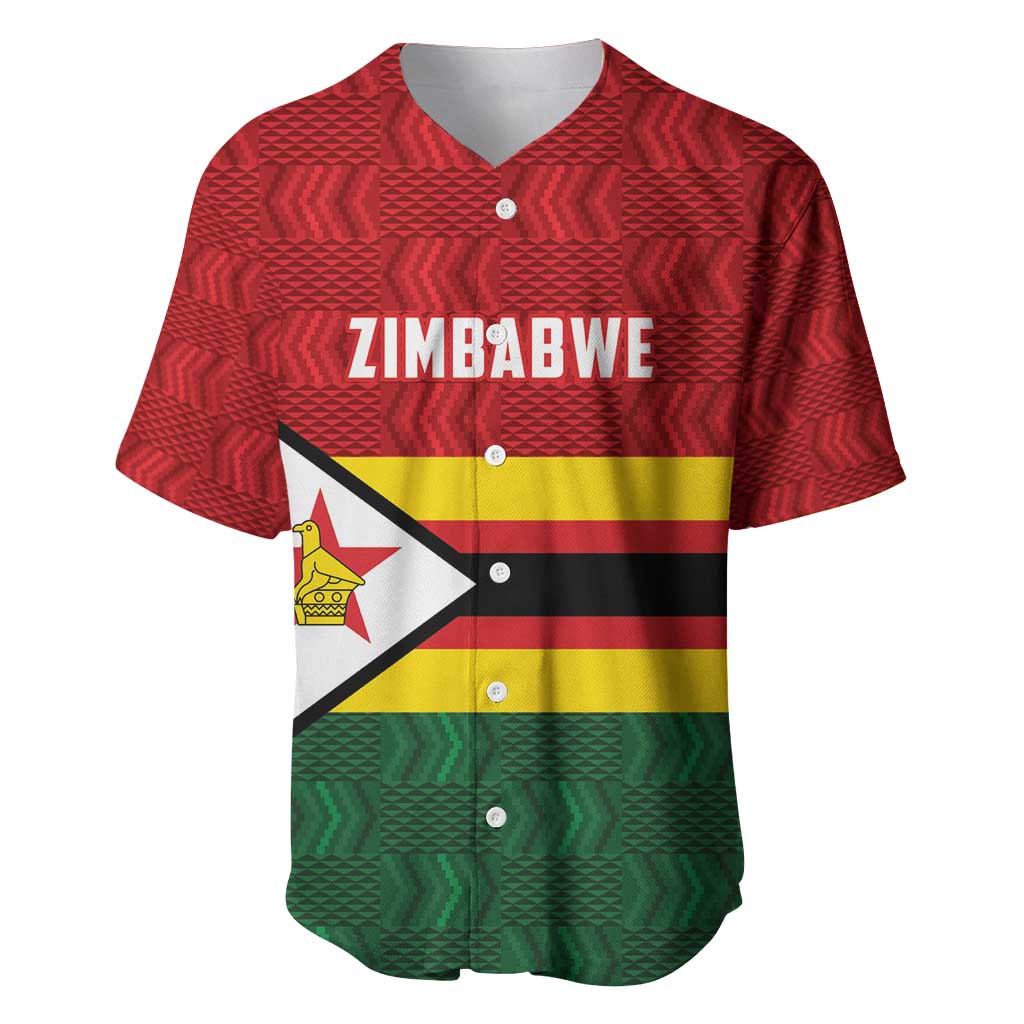 Custom Africa Cricket Zimbabwe Baseball Jersey Zimbabwean Pattern Flag Motif - African Pride