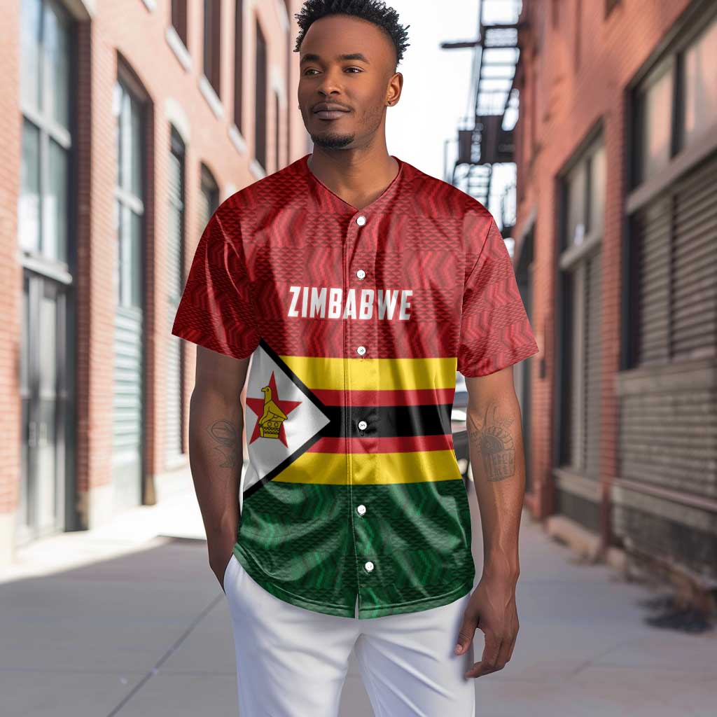 Custom Africa Cricket Zimbabwe Baseball Jersey Zimbabwean Pattern Flag Motif - African Pride