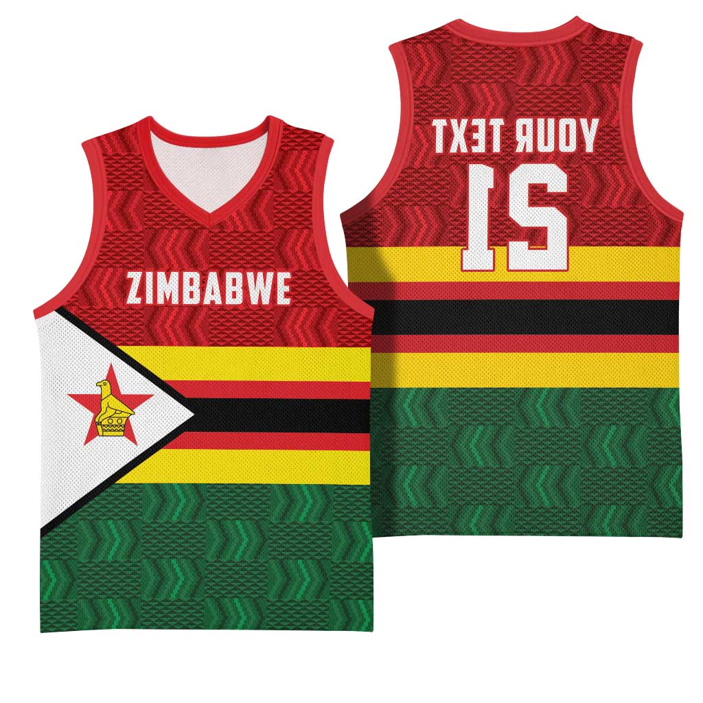 Custom Africa Cricket Zimbabwe Basketball Jersey Zimbabwean Pattern Flag Motif - African Pride