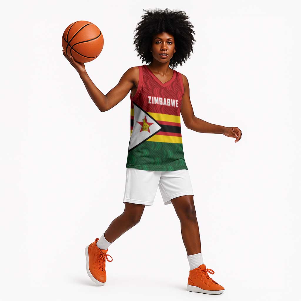 Custom Africa Cricket Zimbabwe Basketball Jersey Zimbabwean Pattern Flag Motif - African Pride